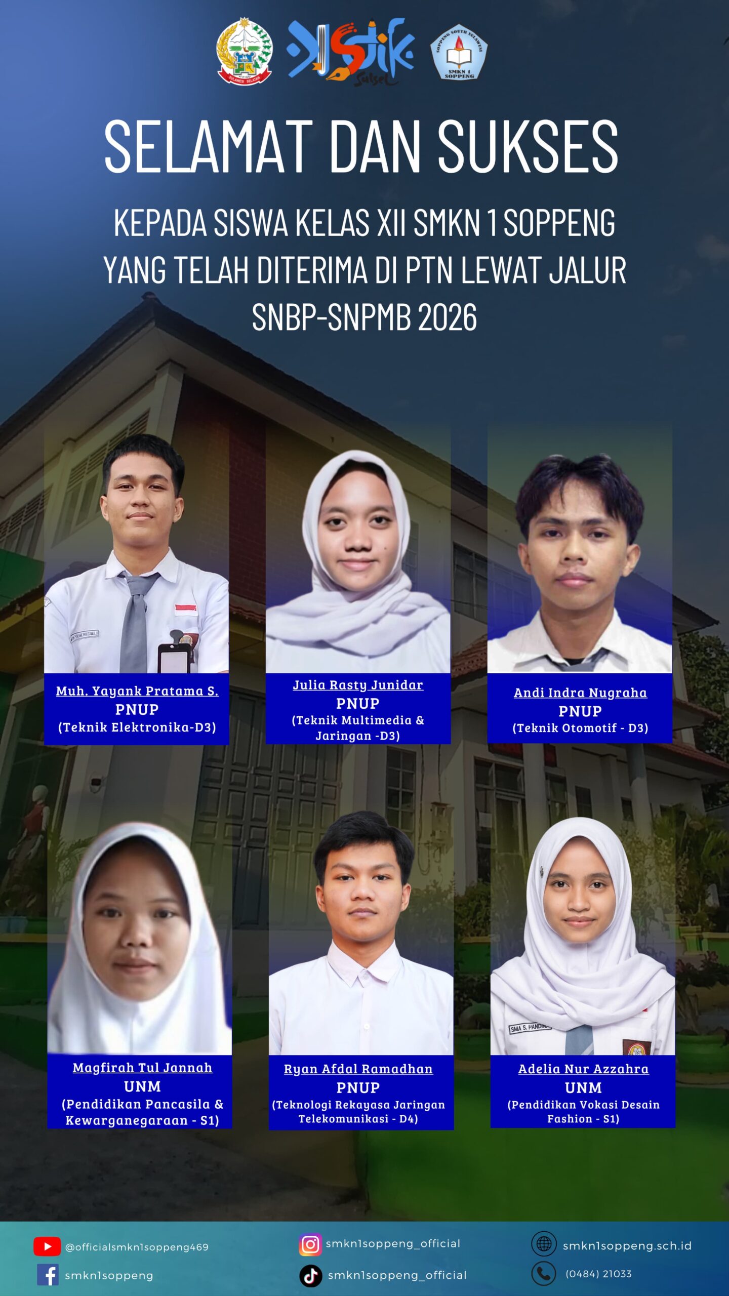 Read more about the article Prestasi Membanggakan! Siswa SMKN 1 Soppeng Lulus SNBP 2026